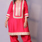 Arzoo - 3pc shalwar set - crape silk - Pinkish Red