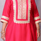 Arzoo - 3pc shalwar set - crape silk - Pinkish Red