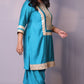 Arzoo - 3pc shalwar set - crape silk - Firozi Blue