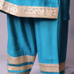 Arzoo - 3pc shalwar set - crape silk - Firozi Blue