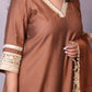 Naaz - 3pc set - crape silk - Brown