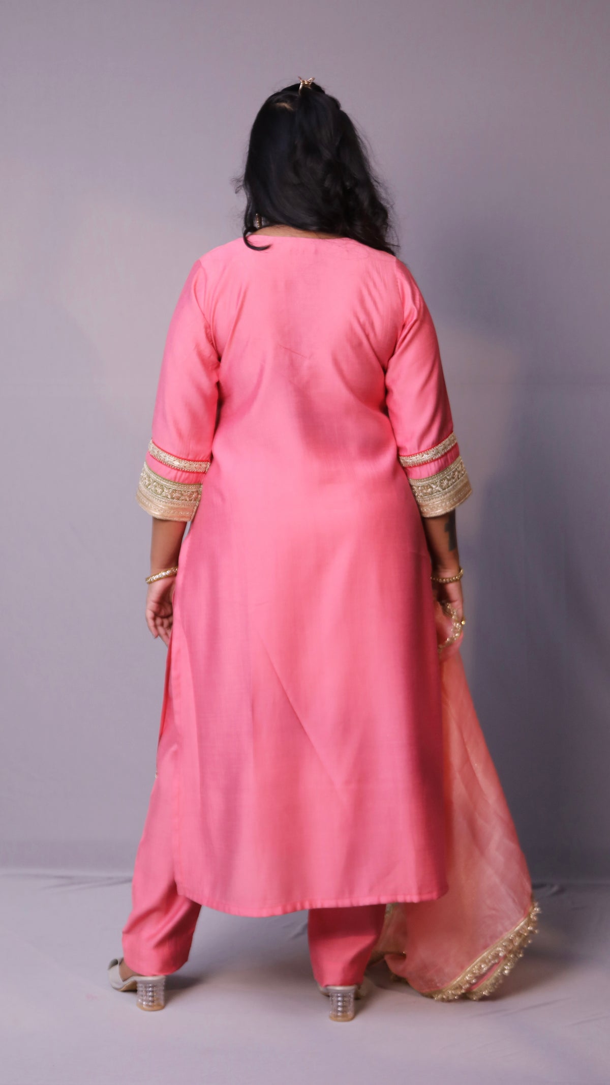 Naaz - 3pc set - crape silk - Pink