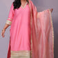 Naaz - 3pc set - crape silk - Pink