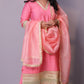 Naaz - 3pc set - crape silk - Pink