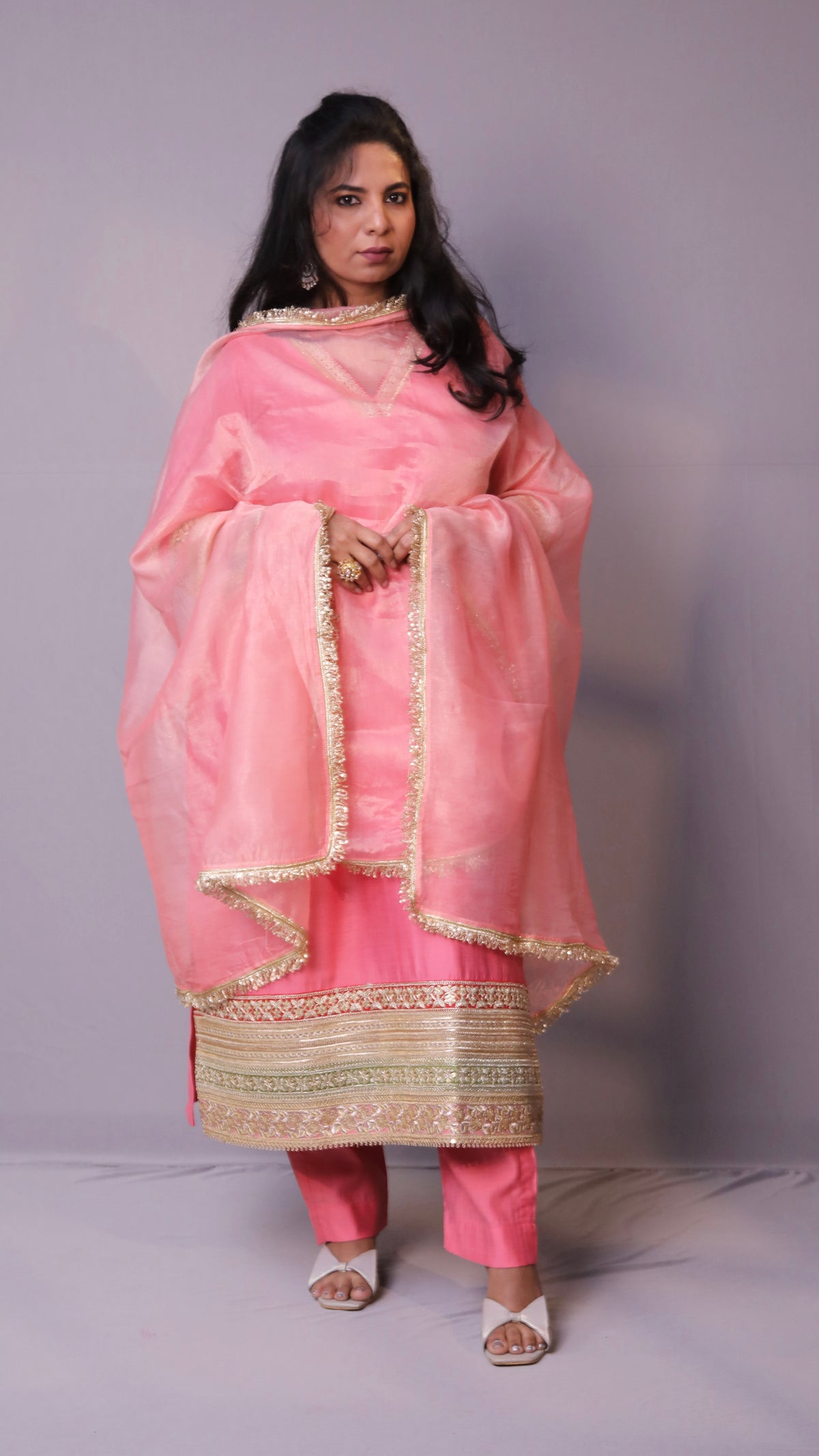 Naaz - 3pc set - crape silk - Pink