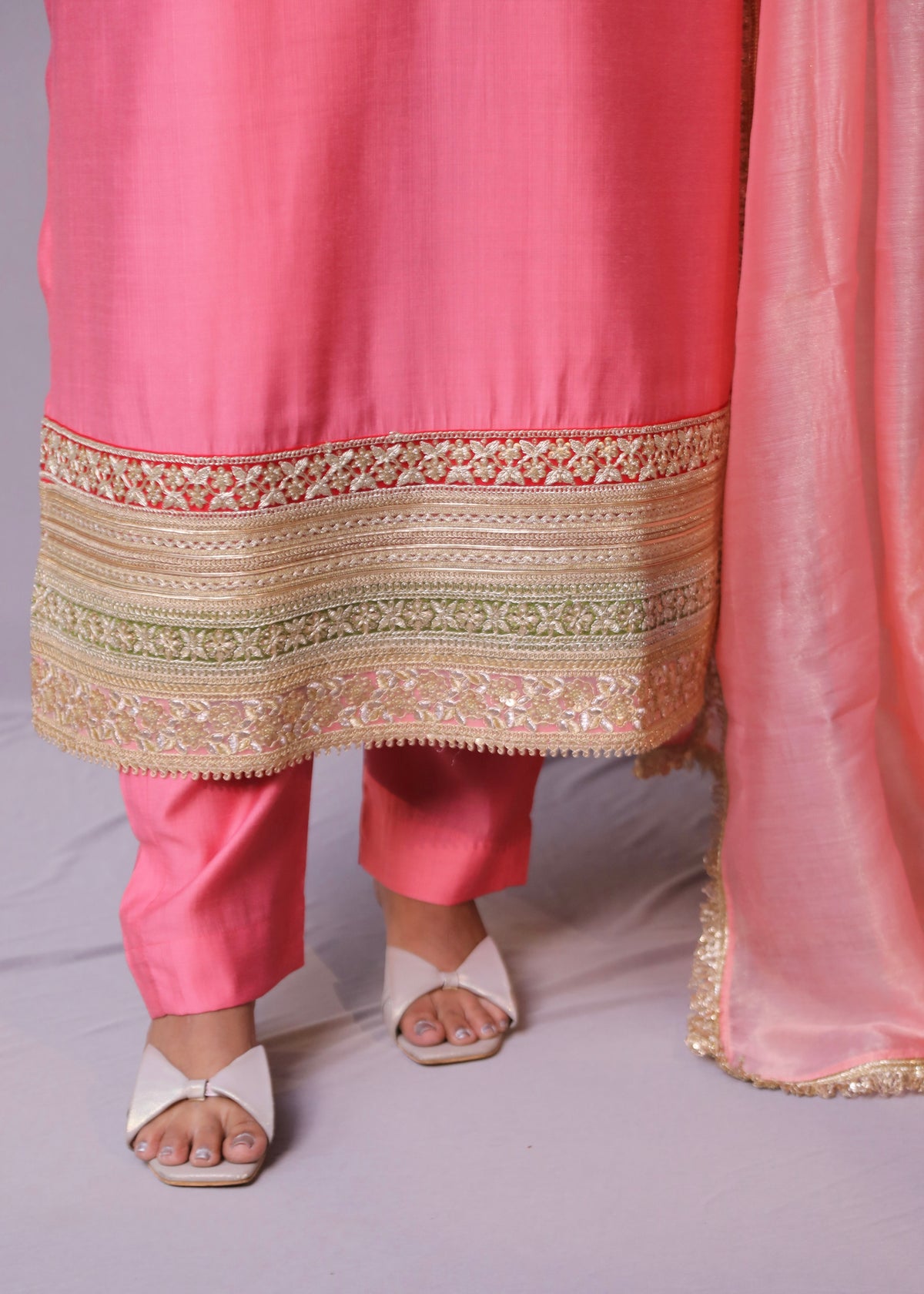 Naaz - 3pc set - crape silk - Pink