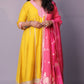 Dua - Anarkali set with zari dupatta - Yellow