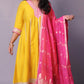 Dua - Anarkali set with zari dupatta - Yellow