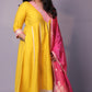 Dua - Anarkali set with zari dupatta - Yellow