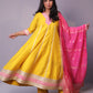 Dua - Anarkali set with zari dupatta - Yellow