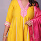 Dua - Anarkali set with zari dupatta - Yellow