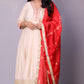 Dua - Anarkali set with zari dupatta - Cream