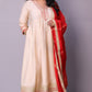 Dua - Anarkali set with zari dupatta - Cream