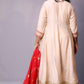 Dua - Anarkali set with zari dupatta - Cream