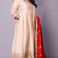 Dua - Anarkali set with zari dupatta - Cream