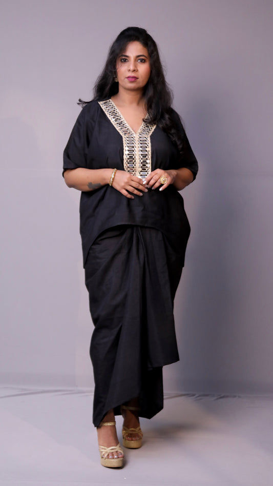 Sukoon - 2pc set - crape silk - Black