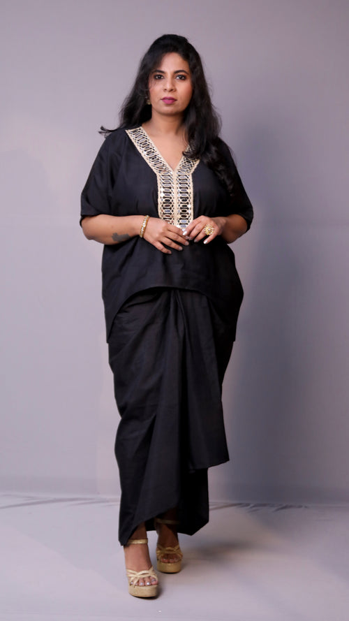 Sukoon - 2pc set - crape silk - Black