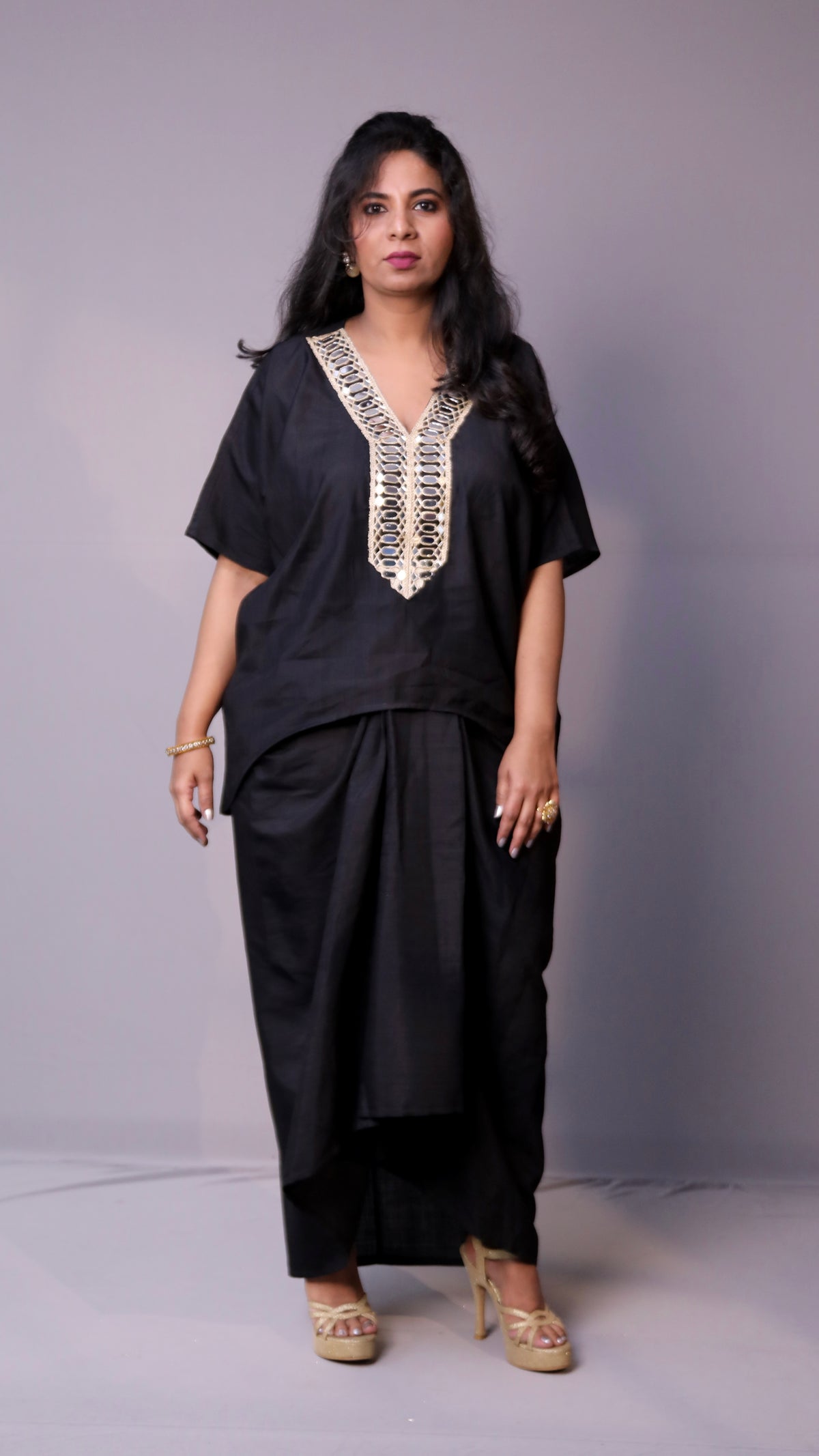 Sukoon - 2pc set - crape silk - Black