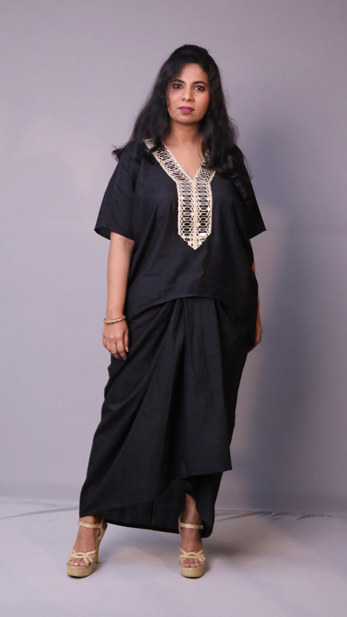 Sukoon - 2pc set - crape silk - Black