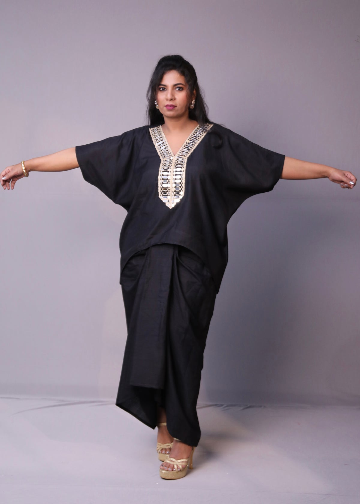 Sukoon - 2pc set - crape silk - Black