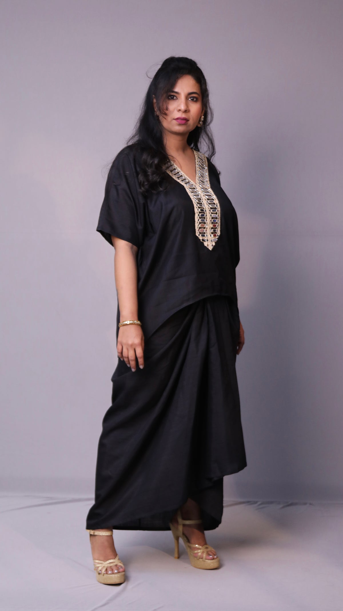 Sukoon - 2pc set - crape silk - Black