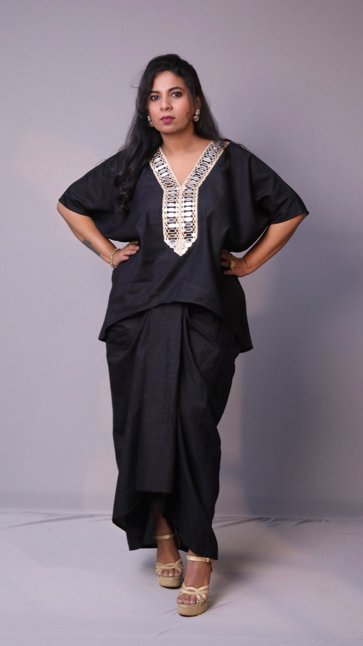 Sukoon - 2pc set - crape silk - Black