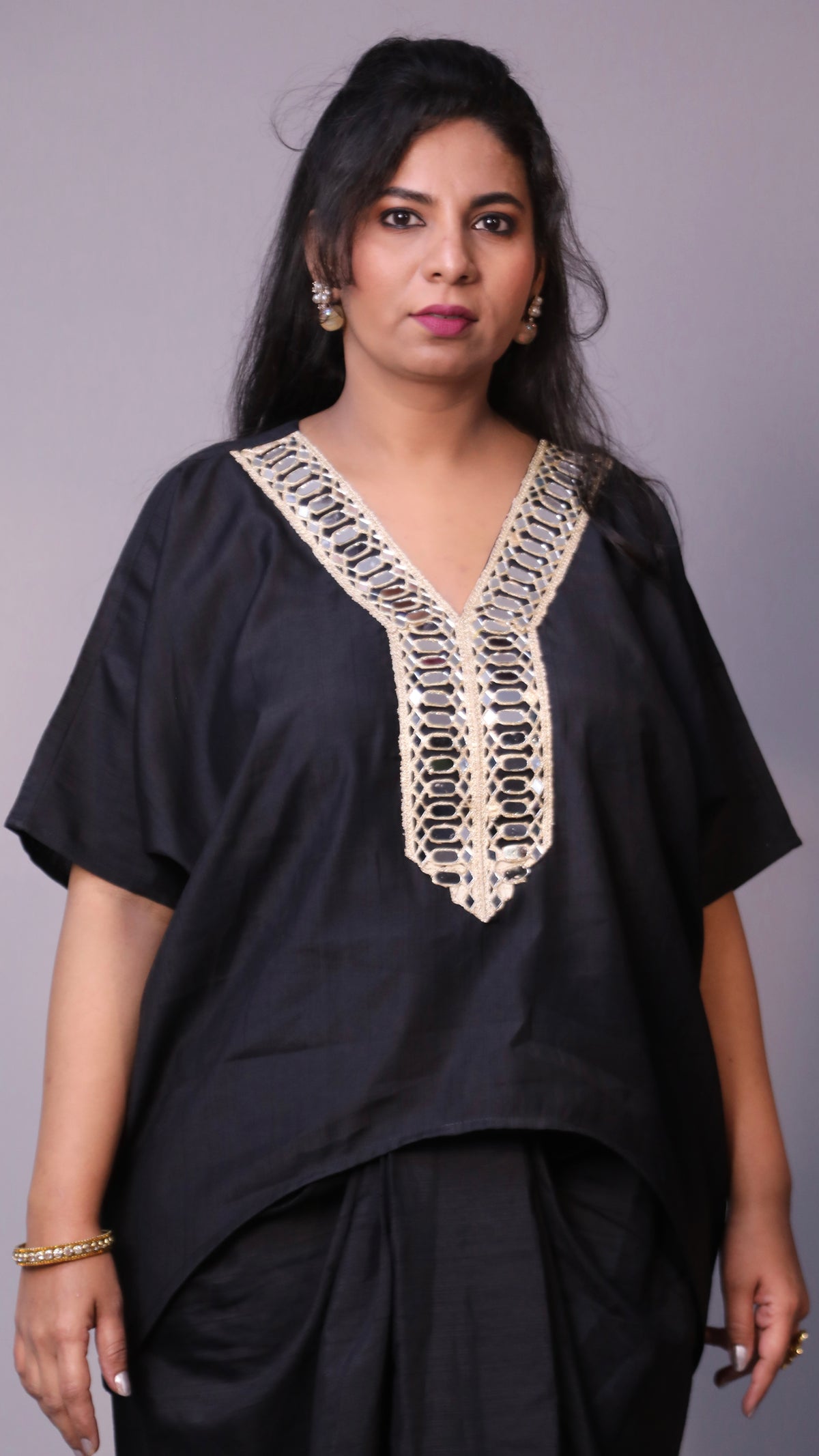 Sukoon - 2pc set - crape silk - Black