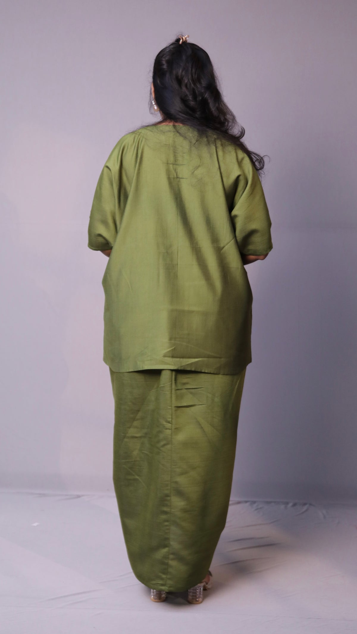Sukoon - 2pc set - crape silk - Mehendi