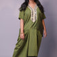 Sukoon - 2pc set - crape silk - Mehendi