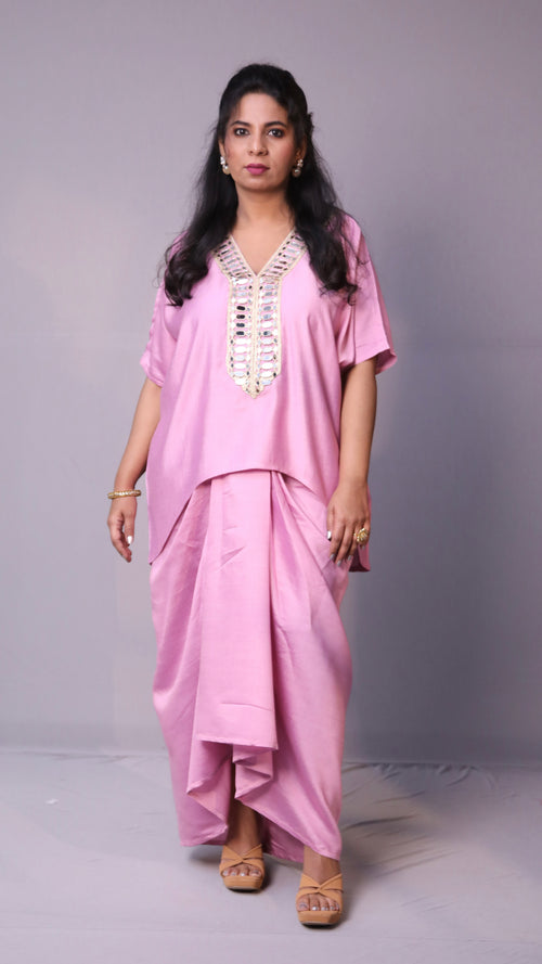 Sukoon - 2pc set - crape silk - Pink