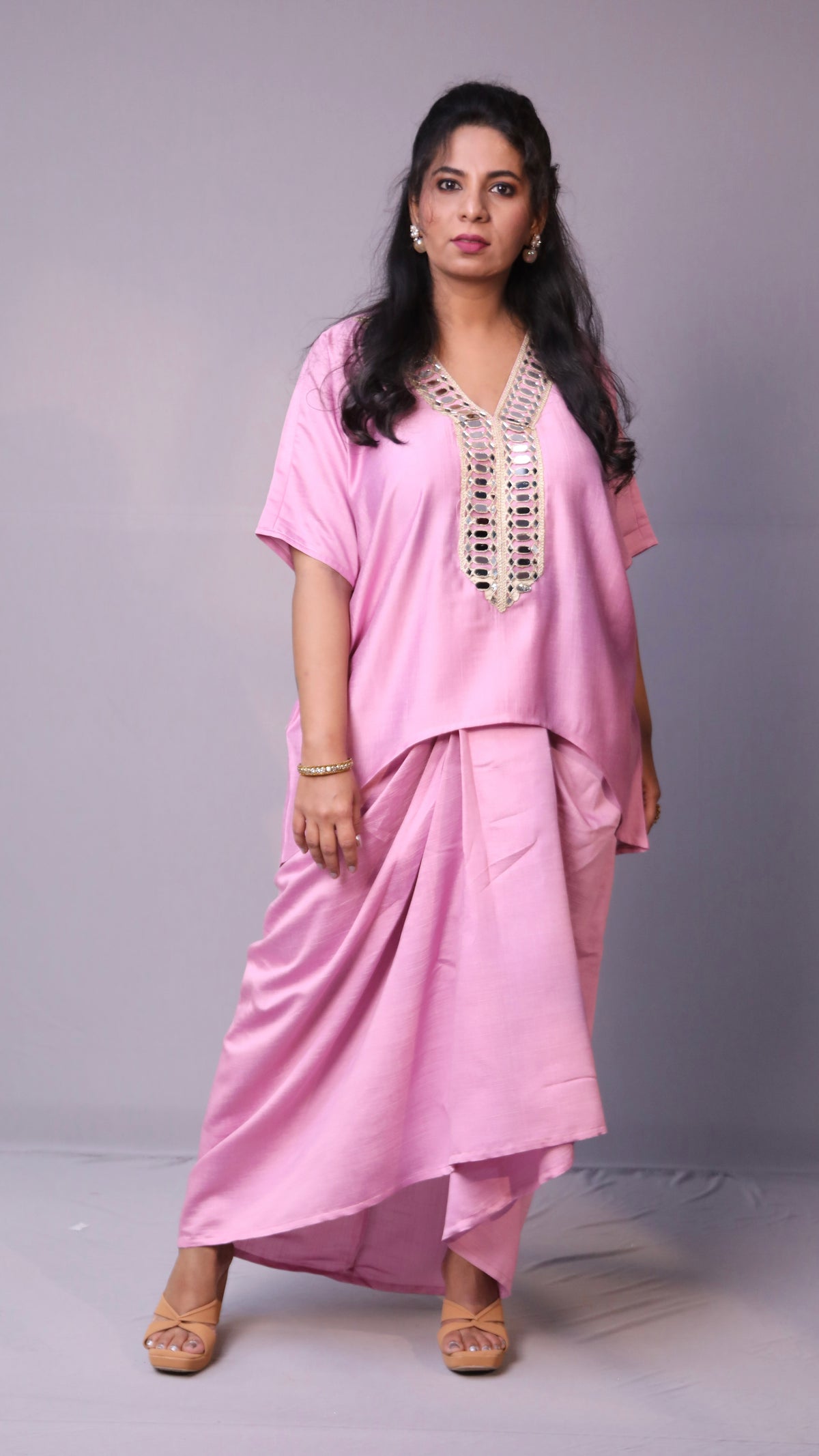 Sukoon - 2pc set - crape silk - Pink