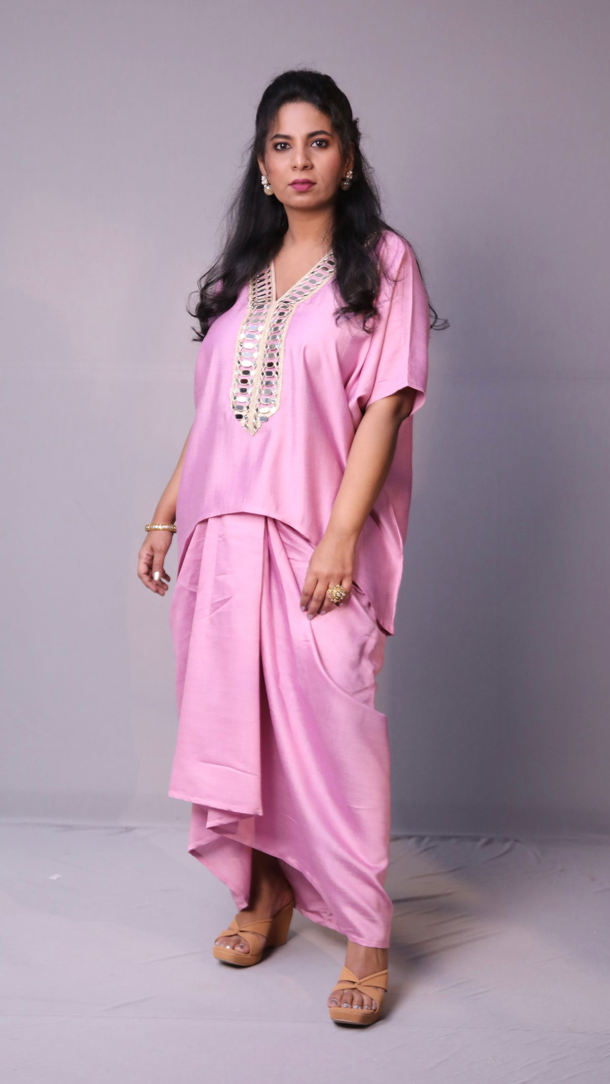 Sukoon - 2pc set - crape silk - Pink