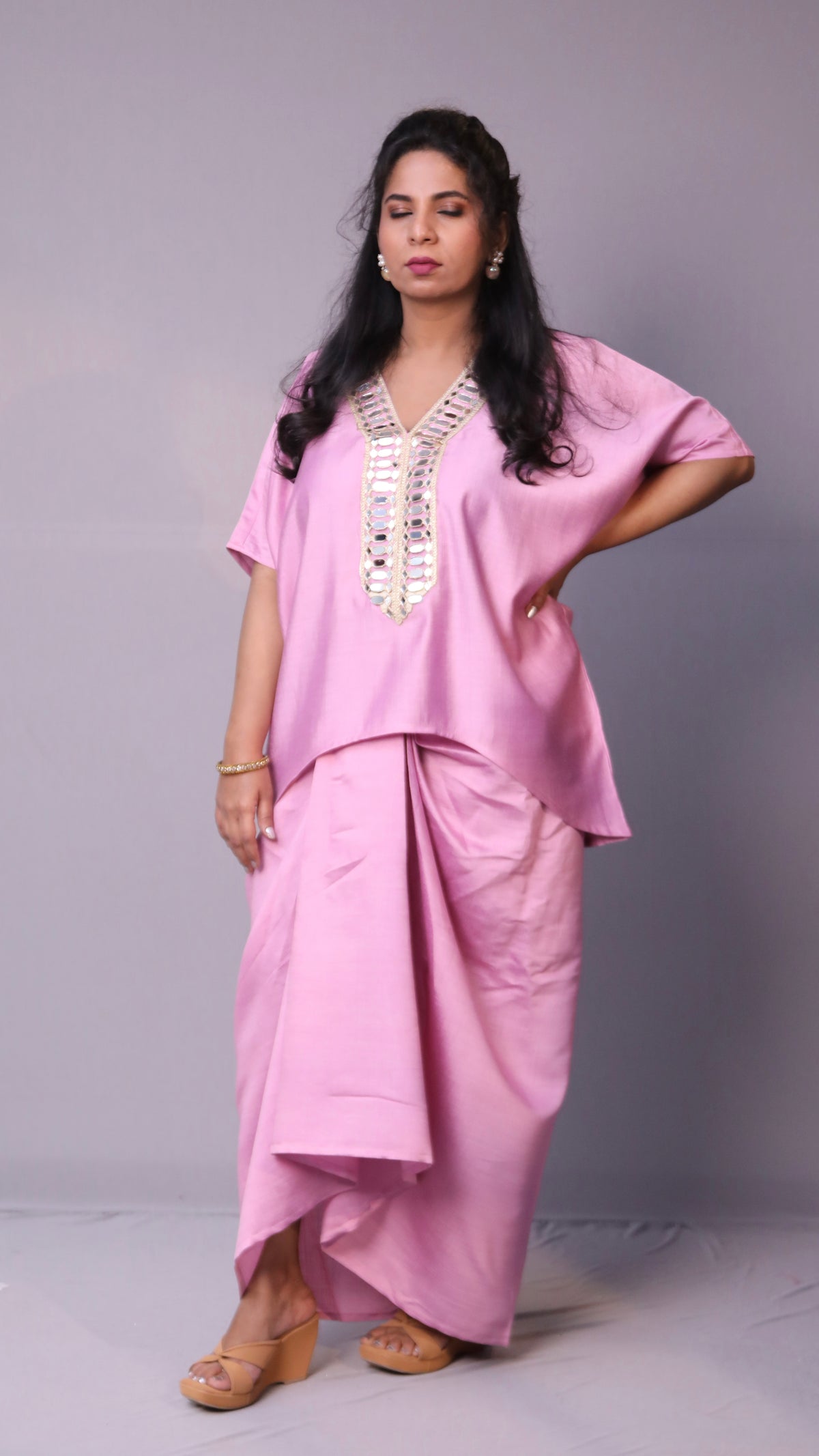 Sukoon - 2pc set - crape silk - Pink
