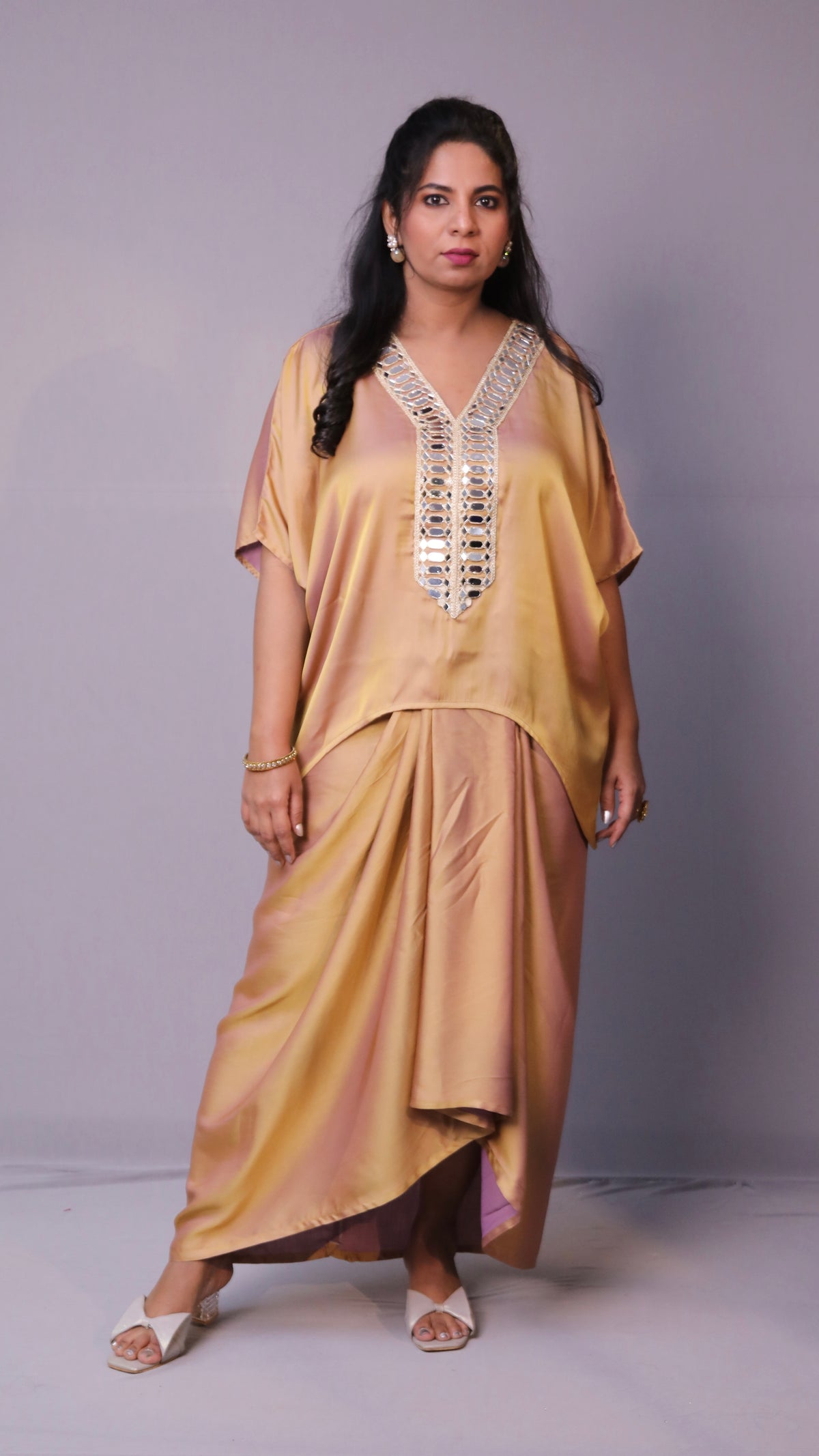 Sukoon - 2pc set - 2 tone Premium satin - Gold