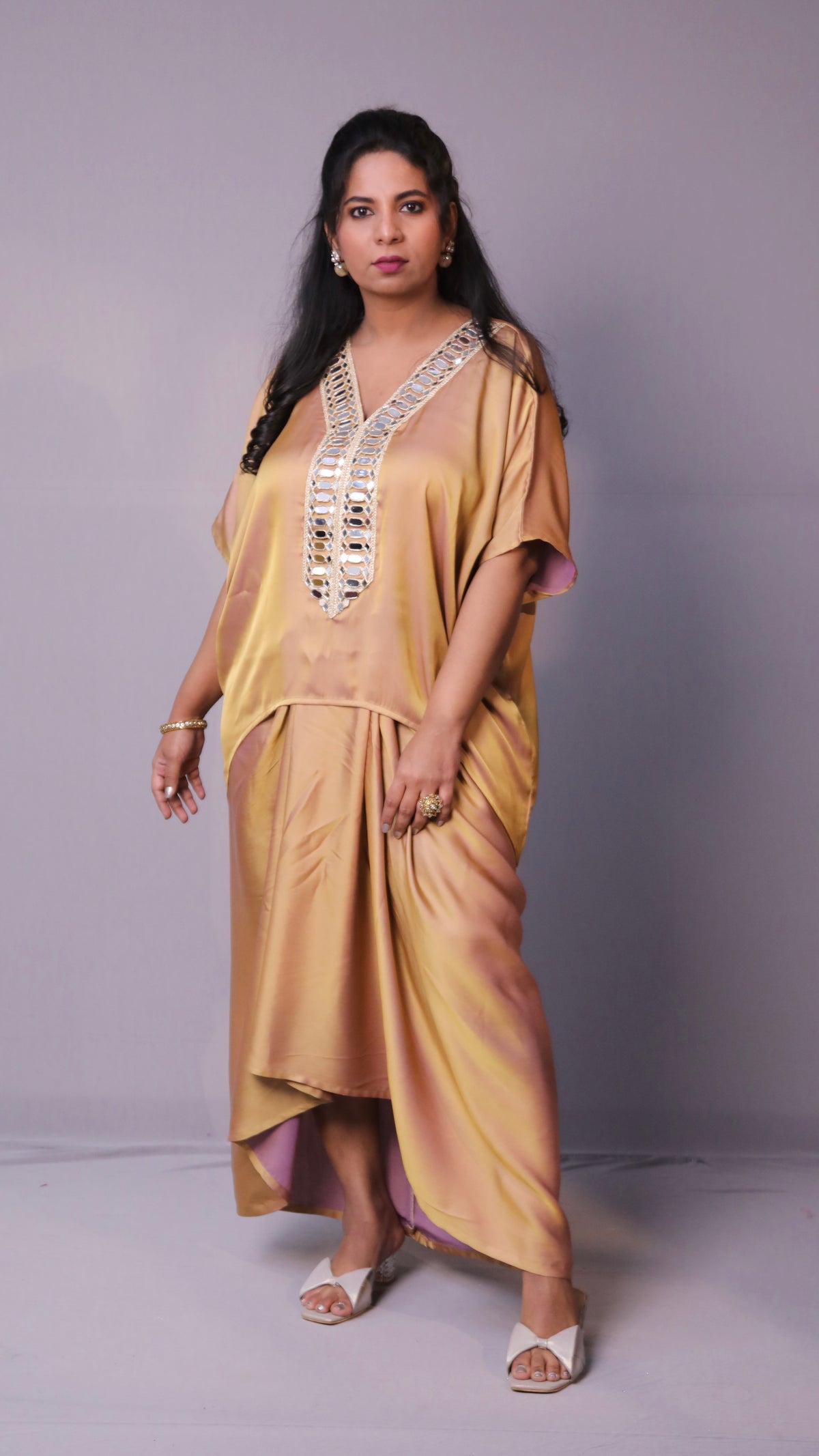 Sukoon - 2pc set - 2 tone Premium satin - Gold