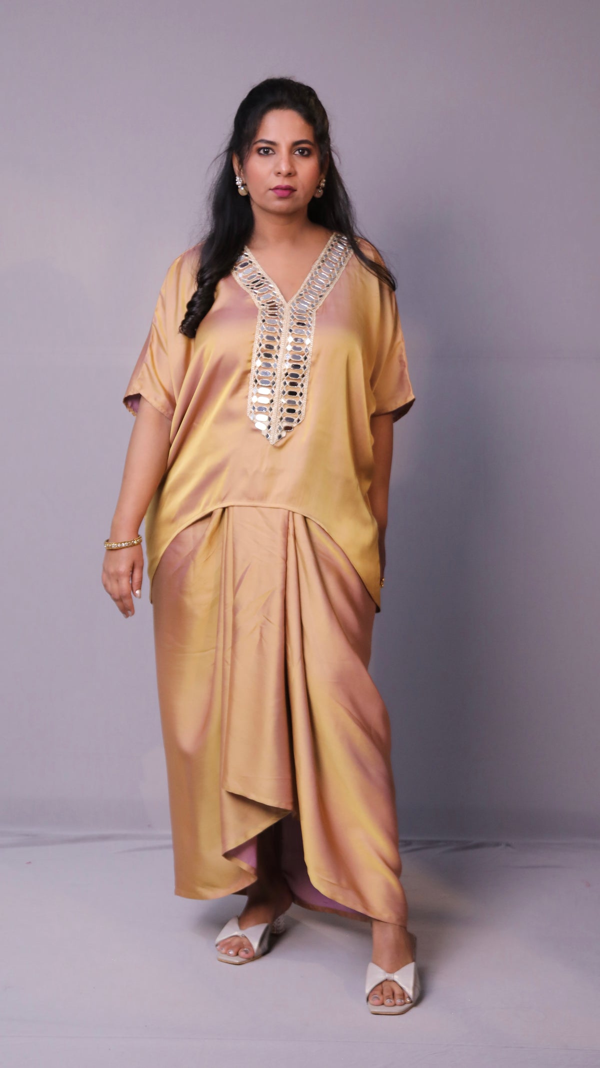 Sukoon - 2pc set - 2 tone Premium satin - Gold