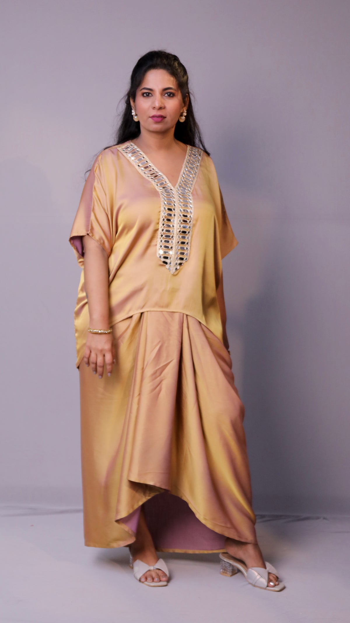 Sukoon - 2pc set - 2 tone Premium satin - Gold