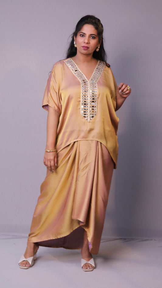 Sukoon - 2pc set - 2 tone Premium satin - Gold