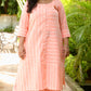 MEGHA co-ords - Khadi Cotton  - Peach Stripes