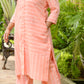 MEGHA co-ords - Khadi Cotton  - Peach Stripes