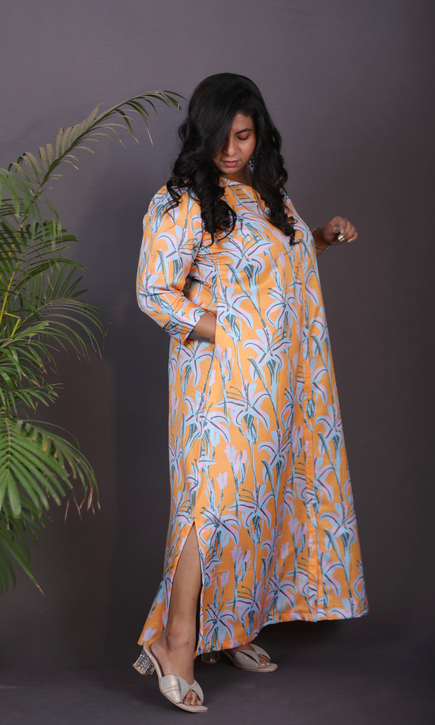 NYRA - Shirt Dress - Linen Satin - Yellow