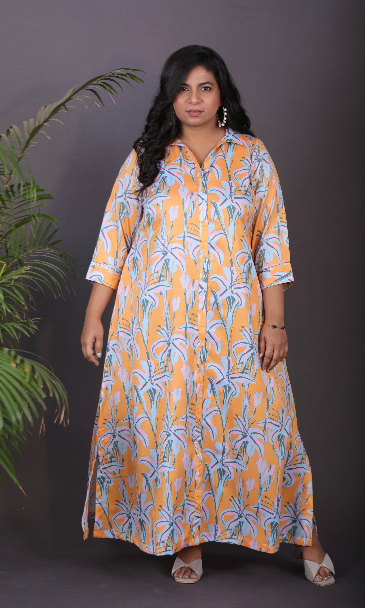 NYRA - Shirt Dress - Linen Satin - Yellow