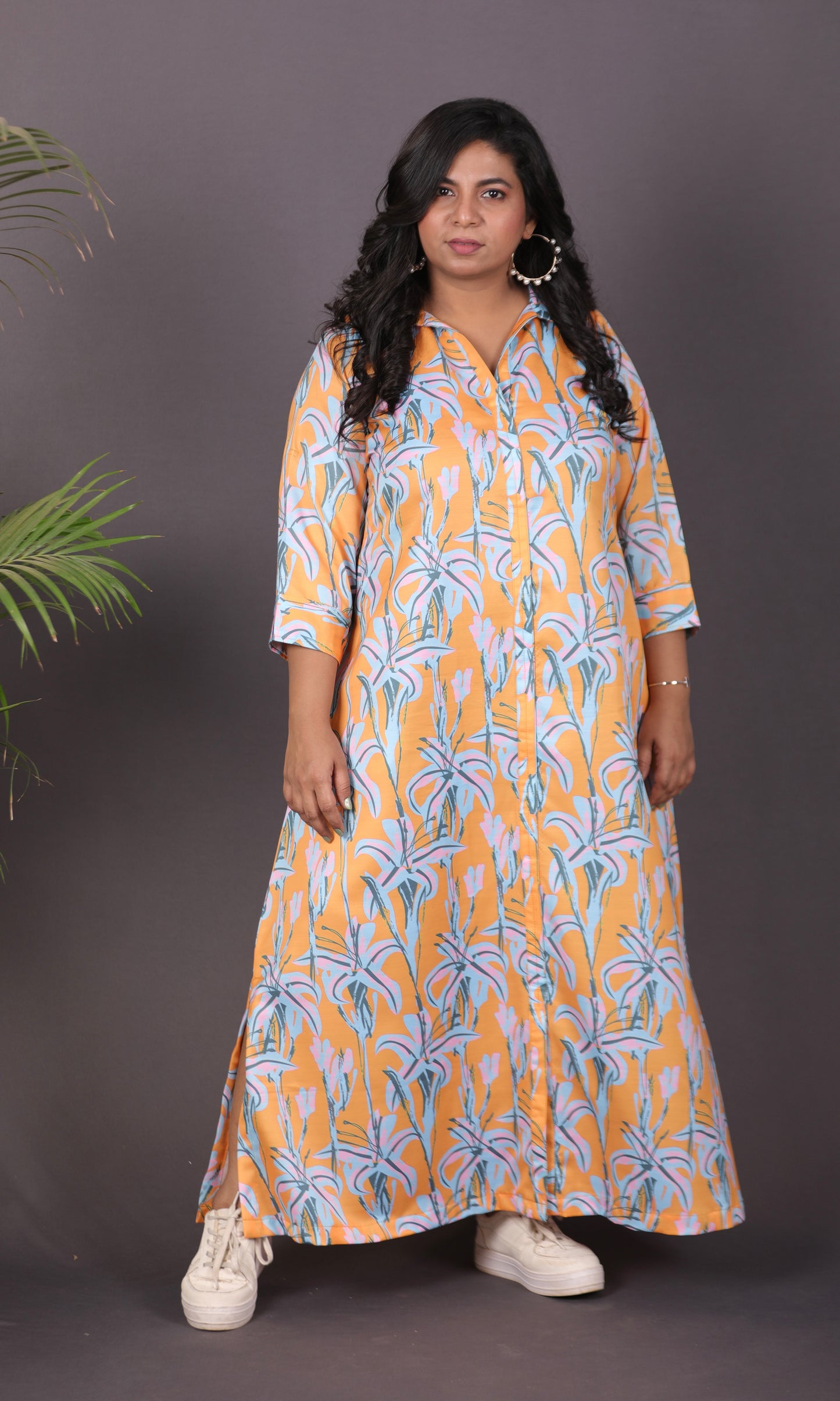 NYRA - Shirt Dress - Linen Satin - Yellow
