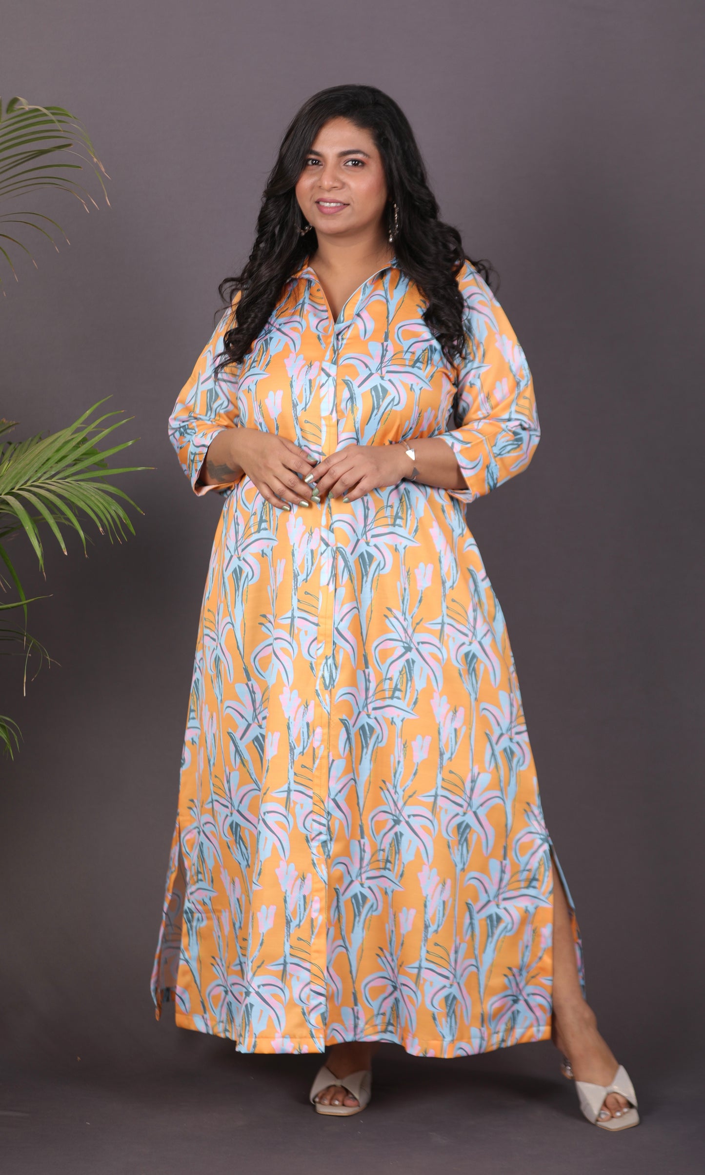 NYRA - Shirt Dress - Linen Satin - Yellow