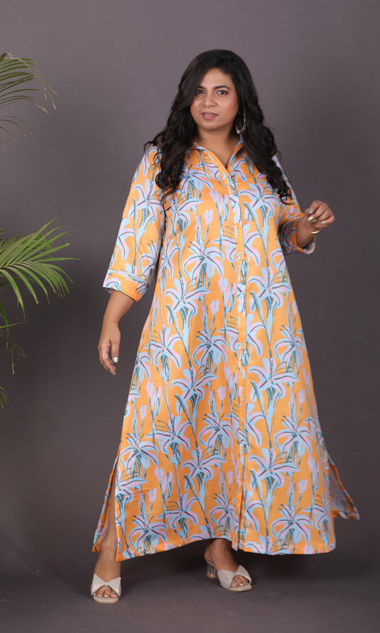 NYRA - Shirt Dress - Linen Satin - Yellow