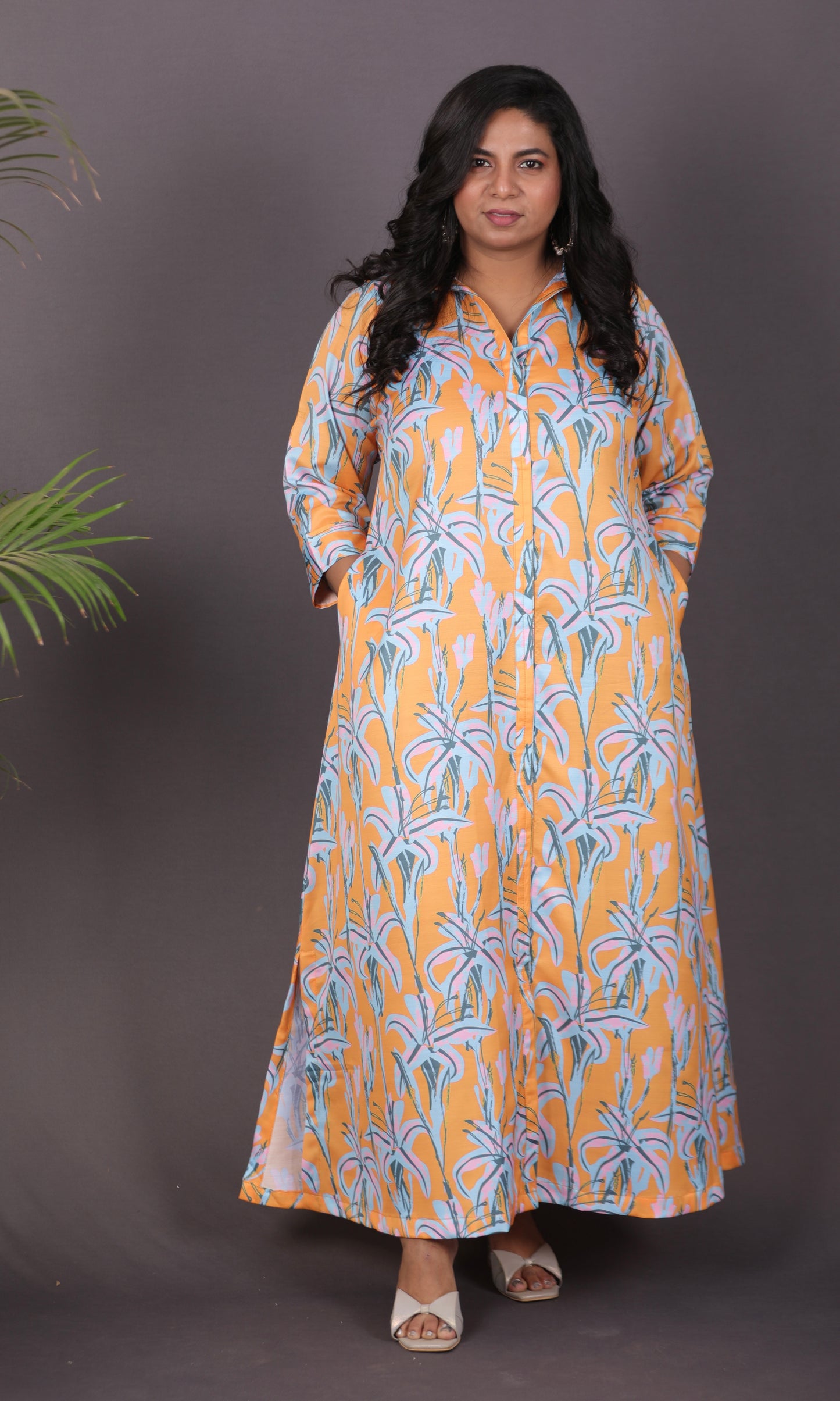 NYRA - Shirt Dress - Linen Satin - Yellow