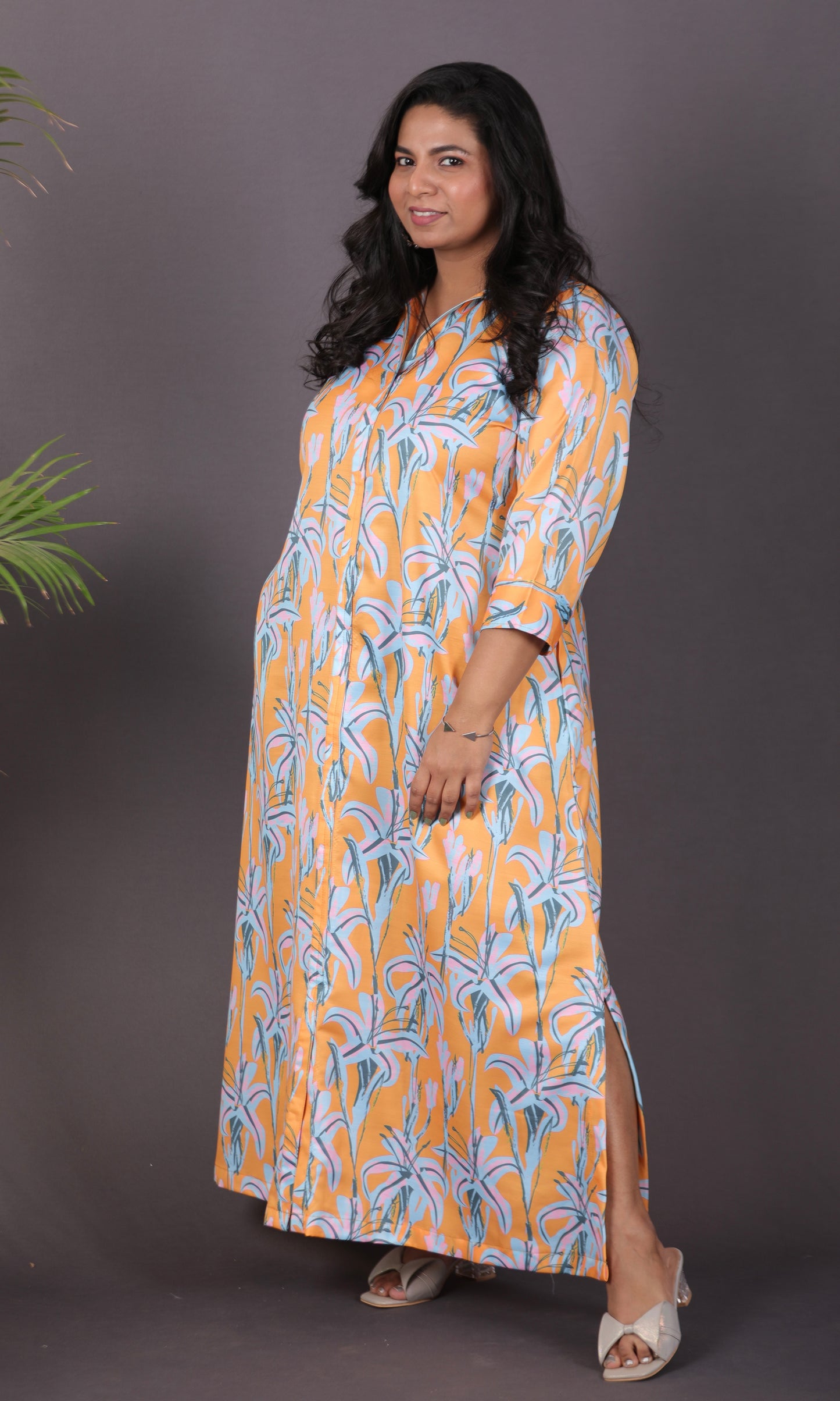 NYRA - Shirt Dress - Linen Satin - Yellow
