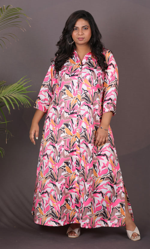 NYRA - Shirt Dress - Linen Satin - PINK
