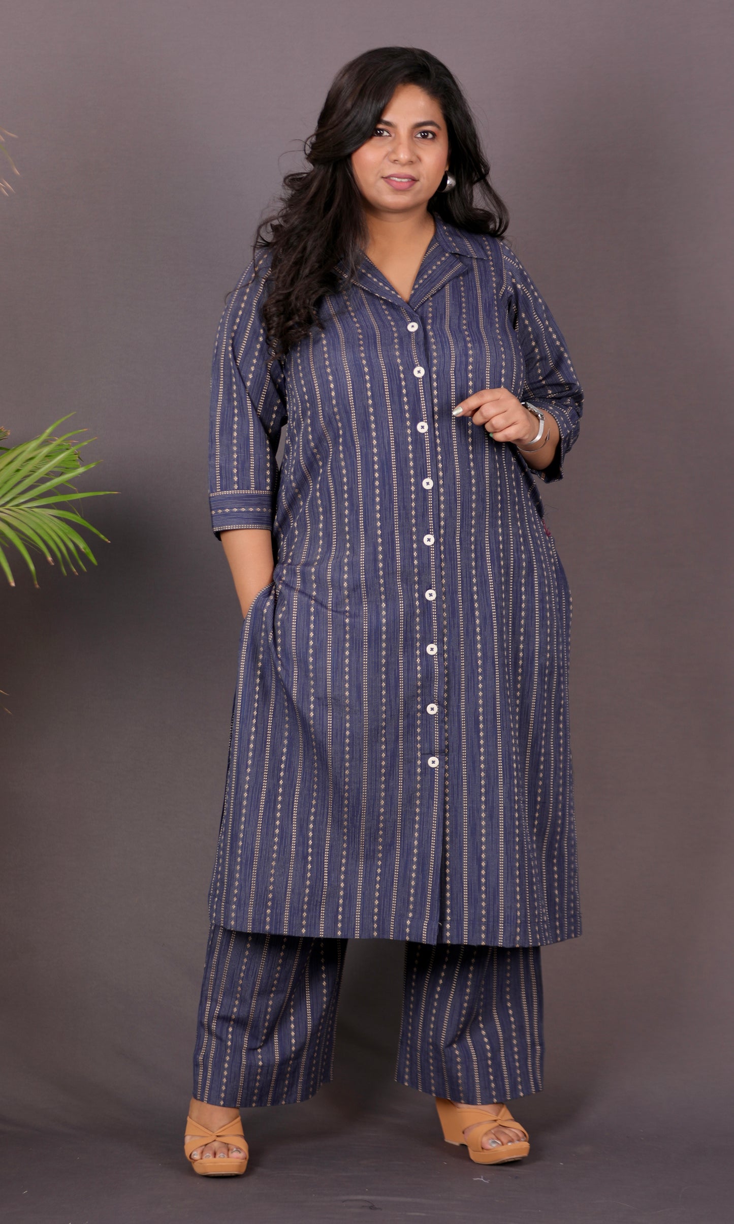 BOSSBABE cords - BLUE - Thread work COTTON