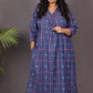 SUHANI - Premium lightweight Cotton with Buti Dobby Embroidery - Blue Checks